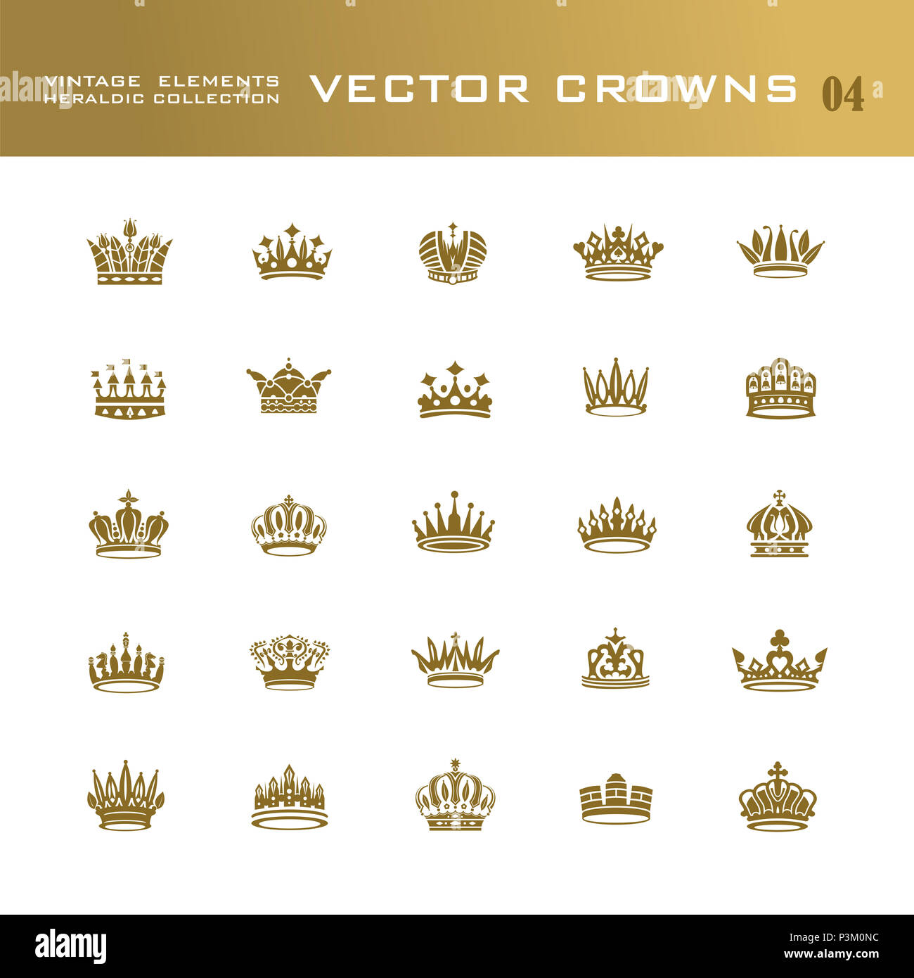 Vector collection of creative king and queen crowns symbols or logo ...