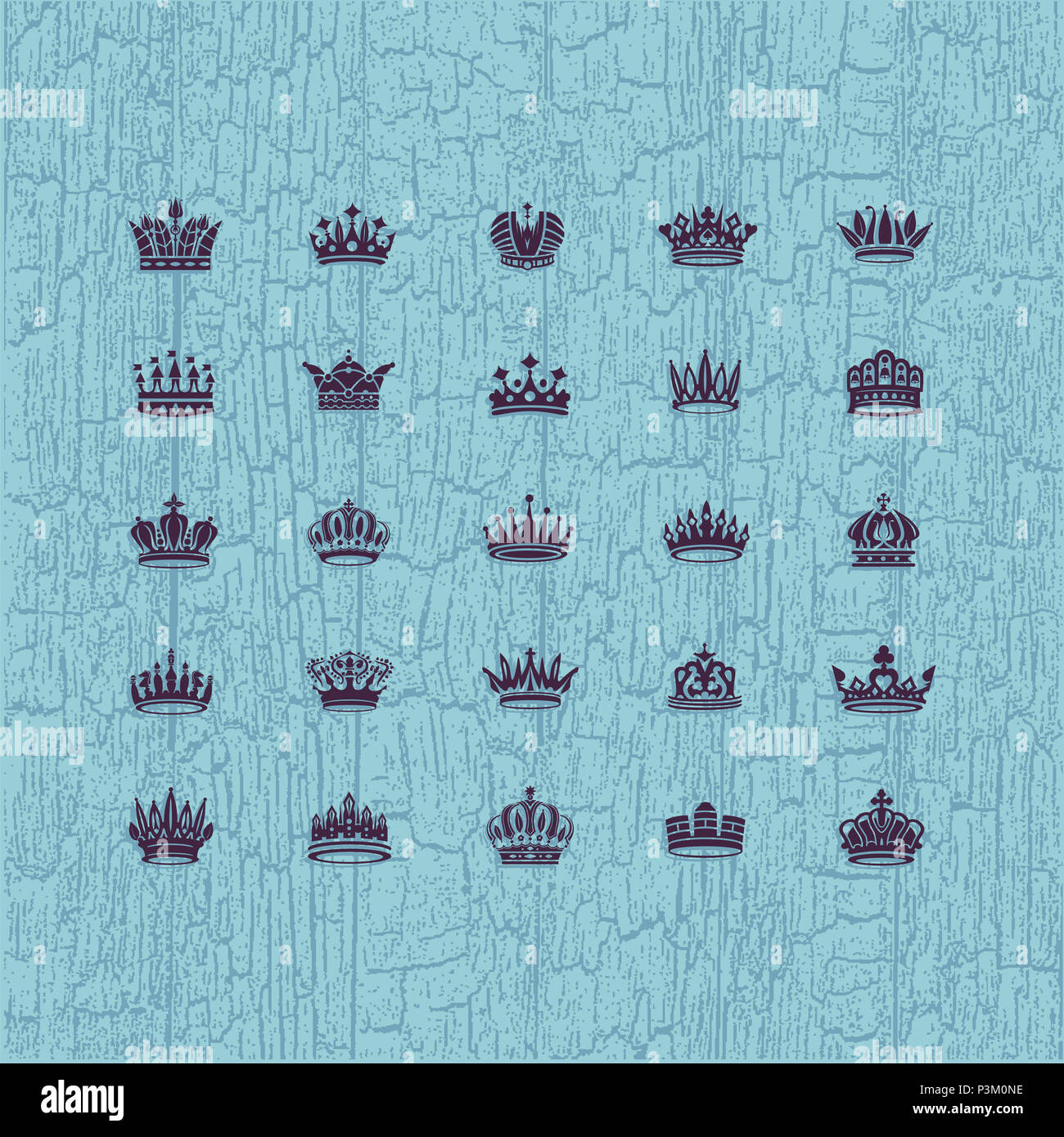 Vector Collection Of Creative King And Queen Crowns Symbols Or Logo Elements Set Of Geometric Vintage Crown Stock Photo Alamy