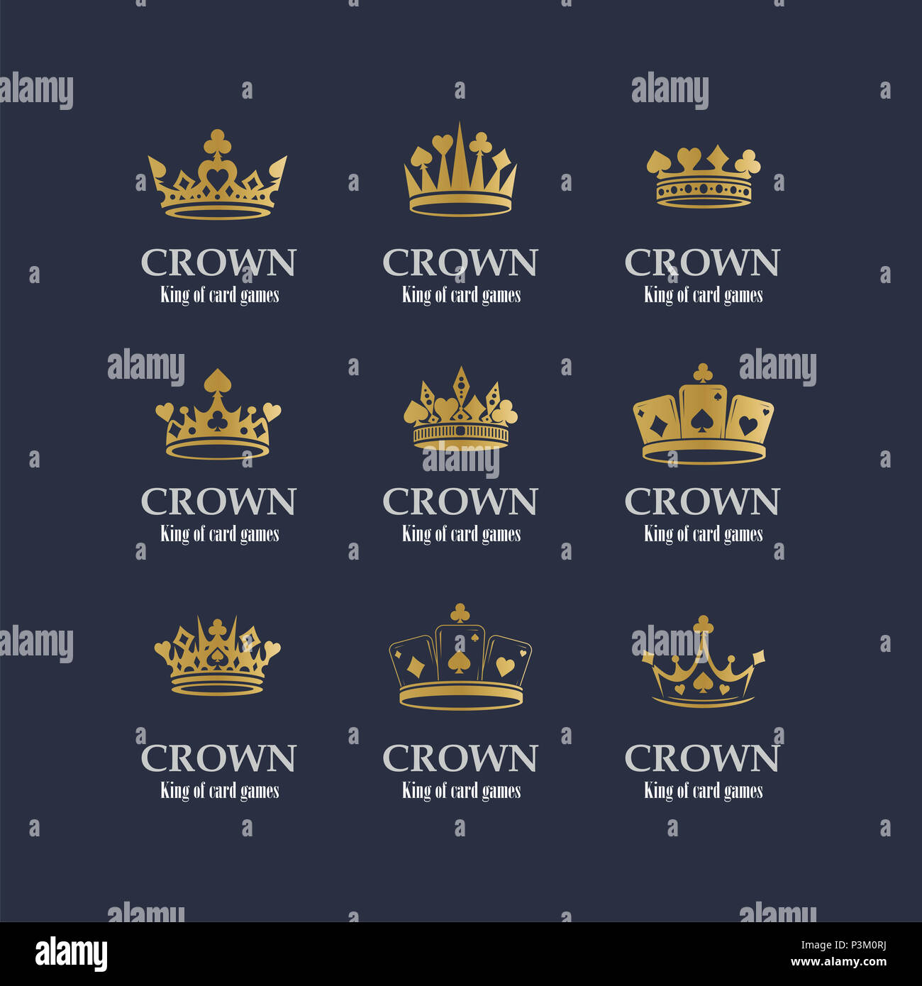 Vector collection of creative king and queen crowns symbols or logo ...