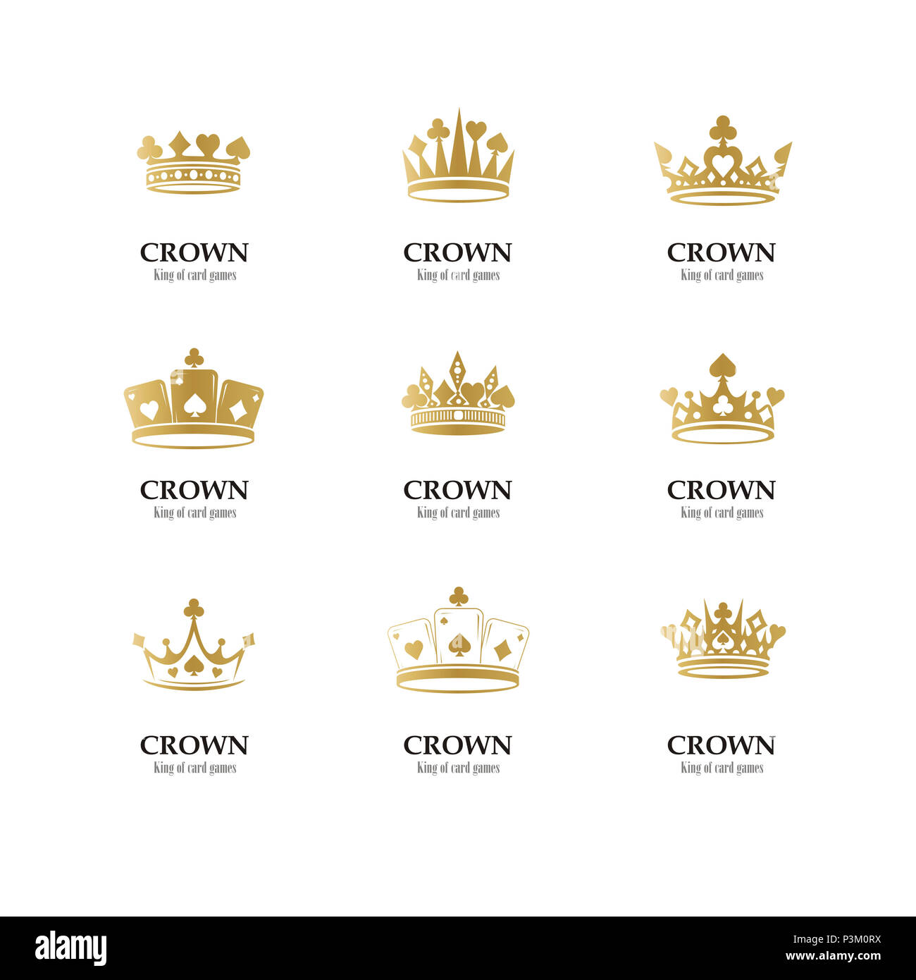 Kings and queens crowns elements set Royalty Free Vector