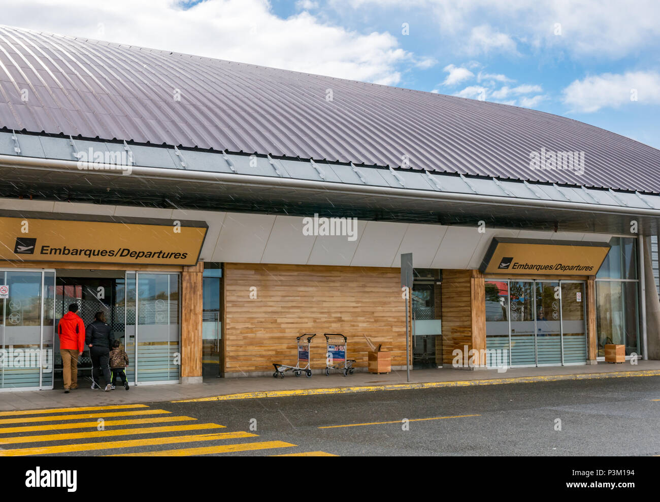 Punta Arenas airport terminal building, departures entrance, Patagonia, Chile, South America Stock Photo