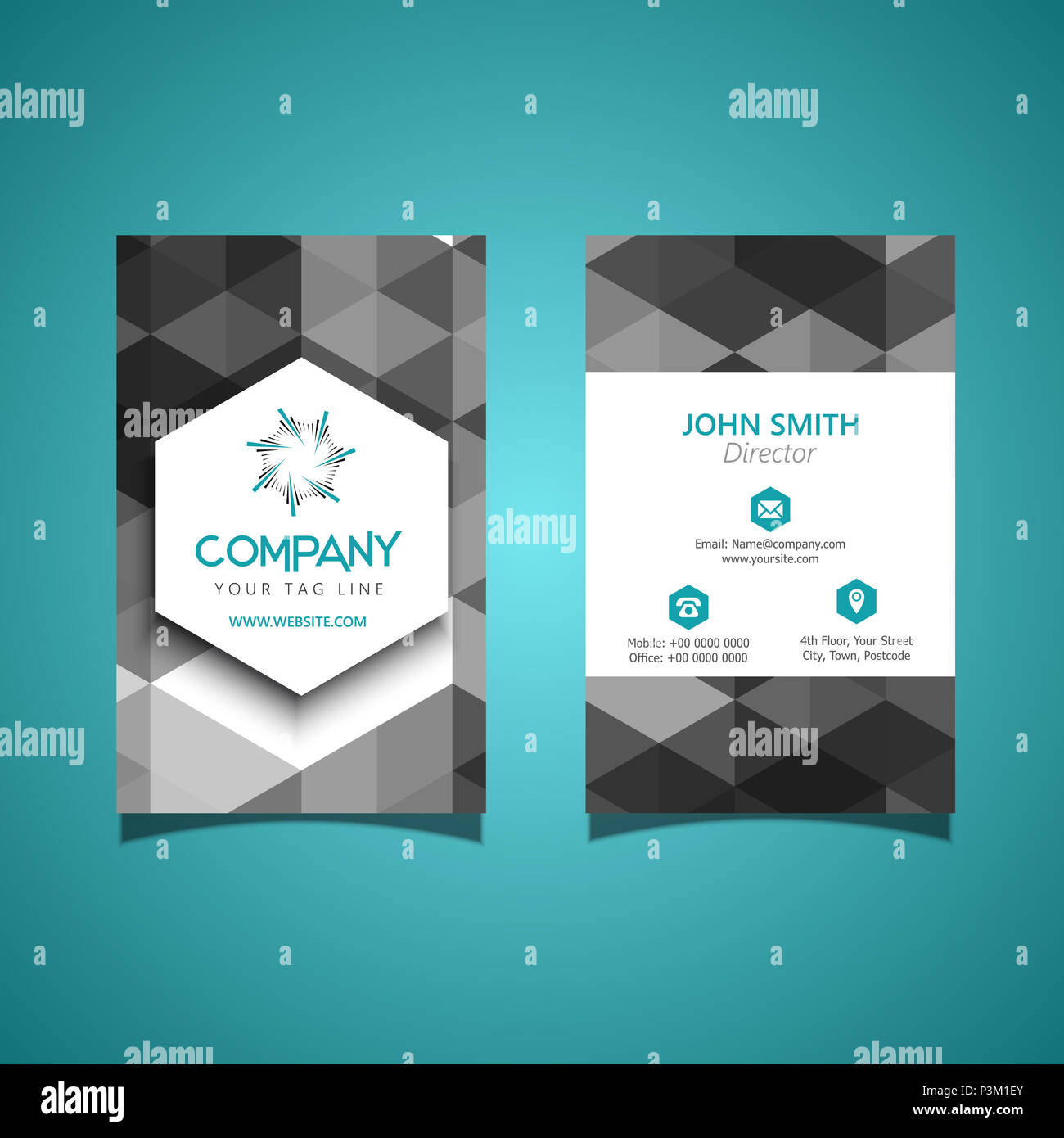 Modern business card with a low poly design Stock Photo - Alamy