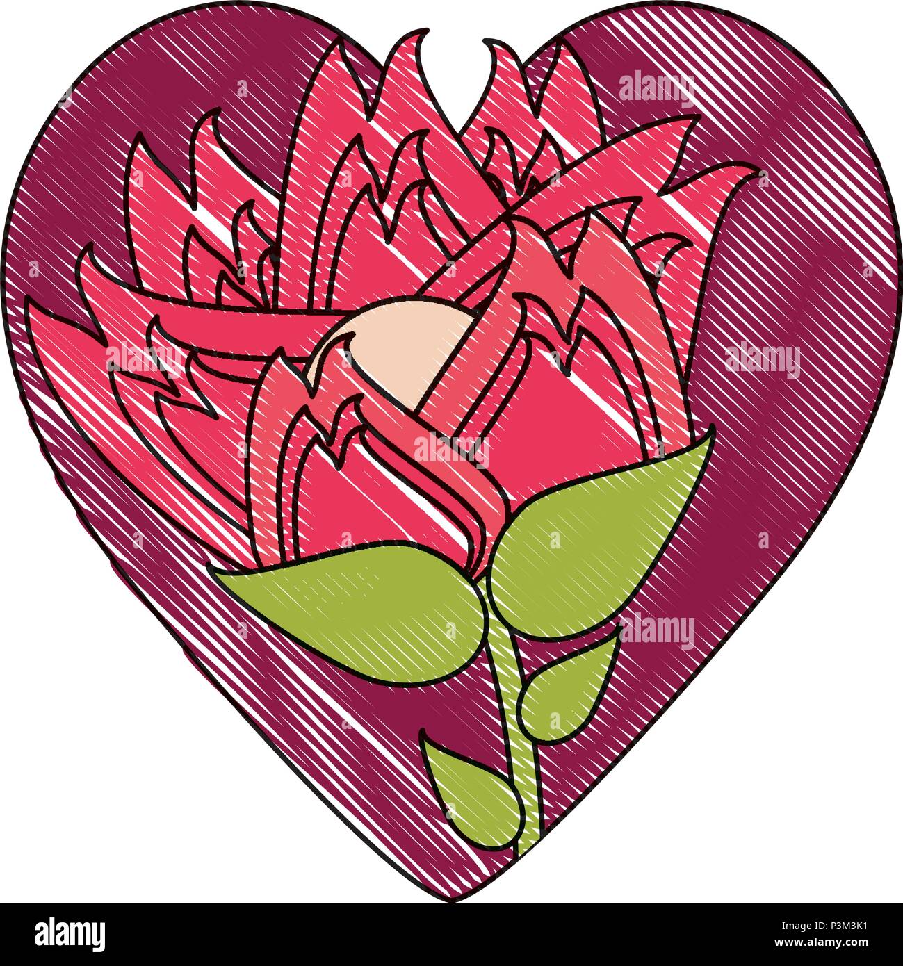heart with beautiful flower icon over white background, colorful design ...