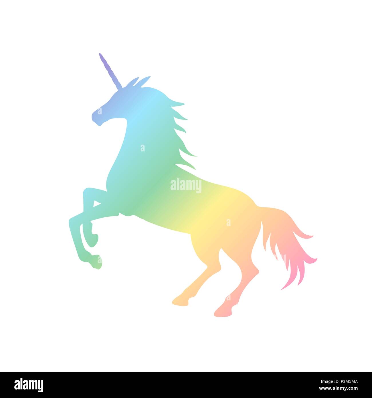 Vector illustration of unicorn silhouette. Rainbow unicorn Stock Vector