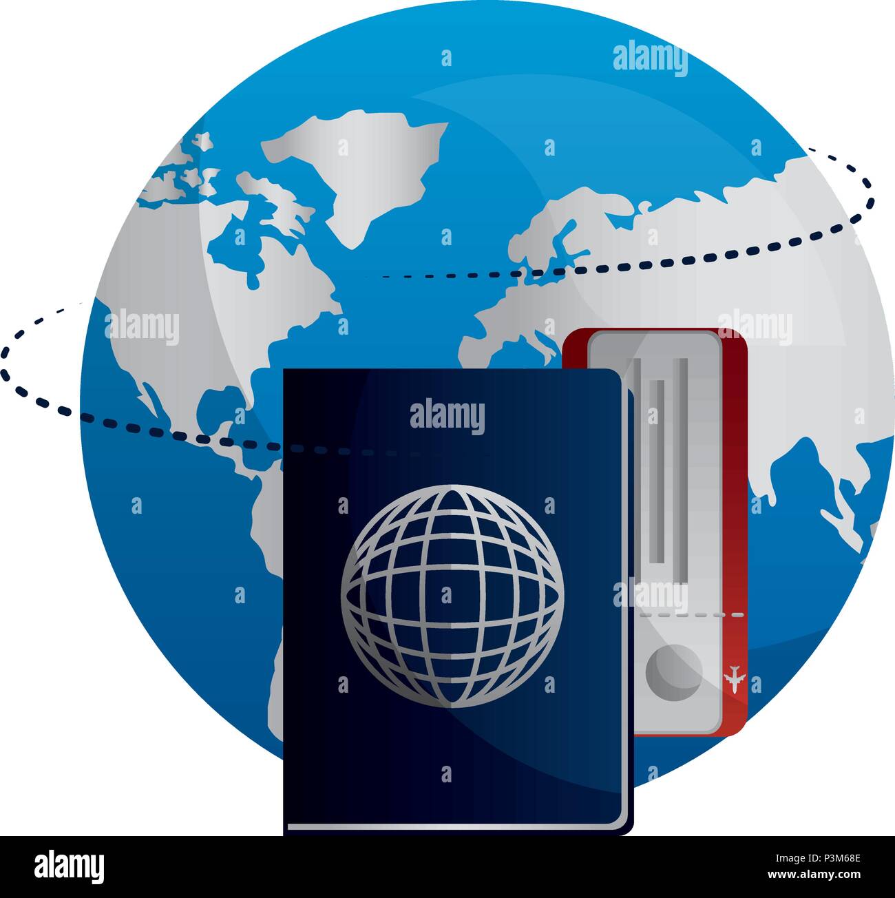 world planet earth with passport and ticket vector illustration design ...