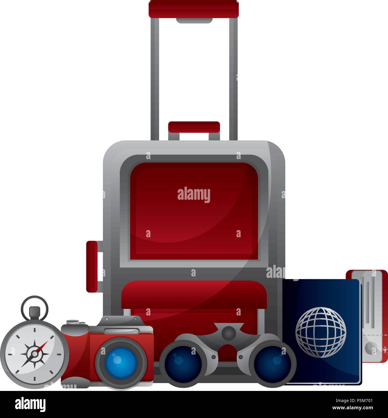 suitcase travel with set tourism icons vector illustration design Stock ...