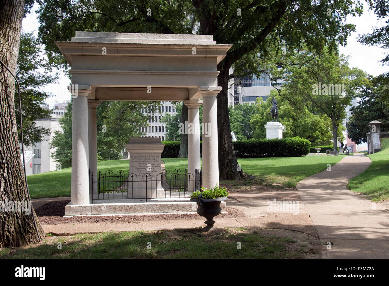 Graves of President James K. Polk and his wife, Sarah Polk, on the grounds of the Tennessee State Capitol in Nashville. Stock Photo