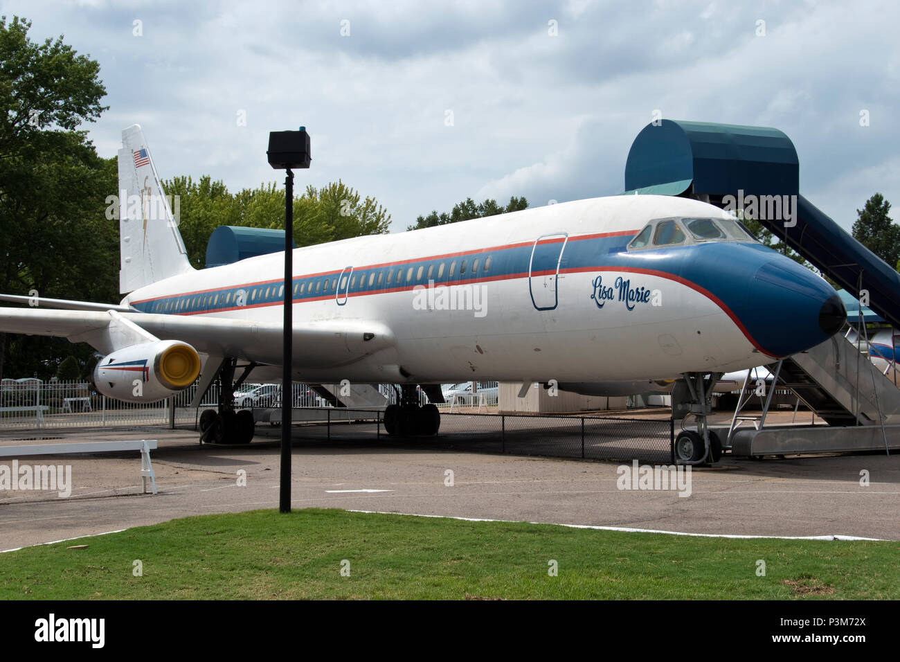 The “Lisa Marie,” a Convair 880 business jet, owned by Elvis Presley at the Graceland museum, Memphis, Tennessee. Stock Photo