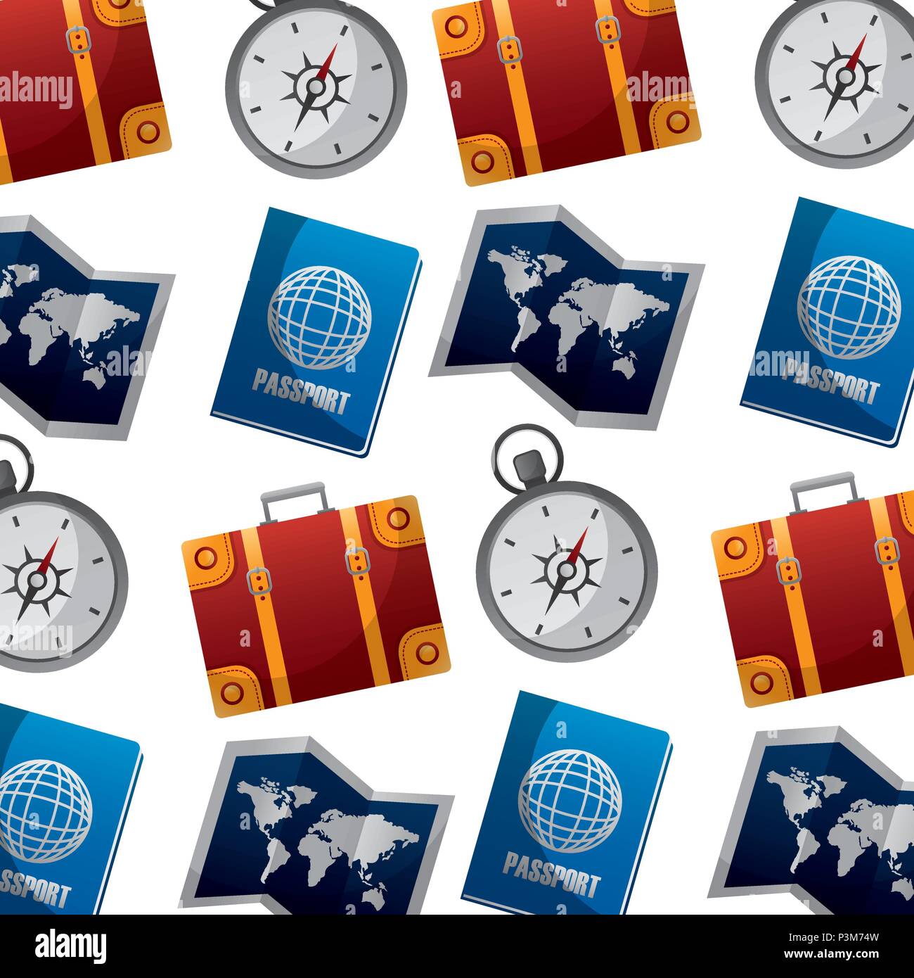 travel tourism set icons pattern background vector illustration design ...