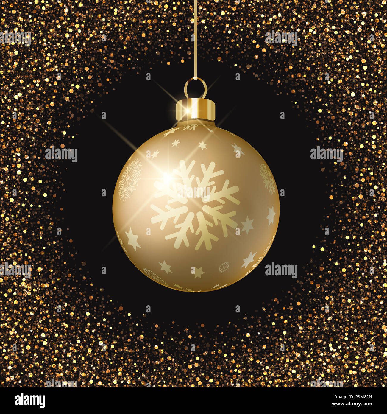 Christmas bauble on a gold glittery background Stock Photo - Alamy