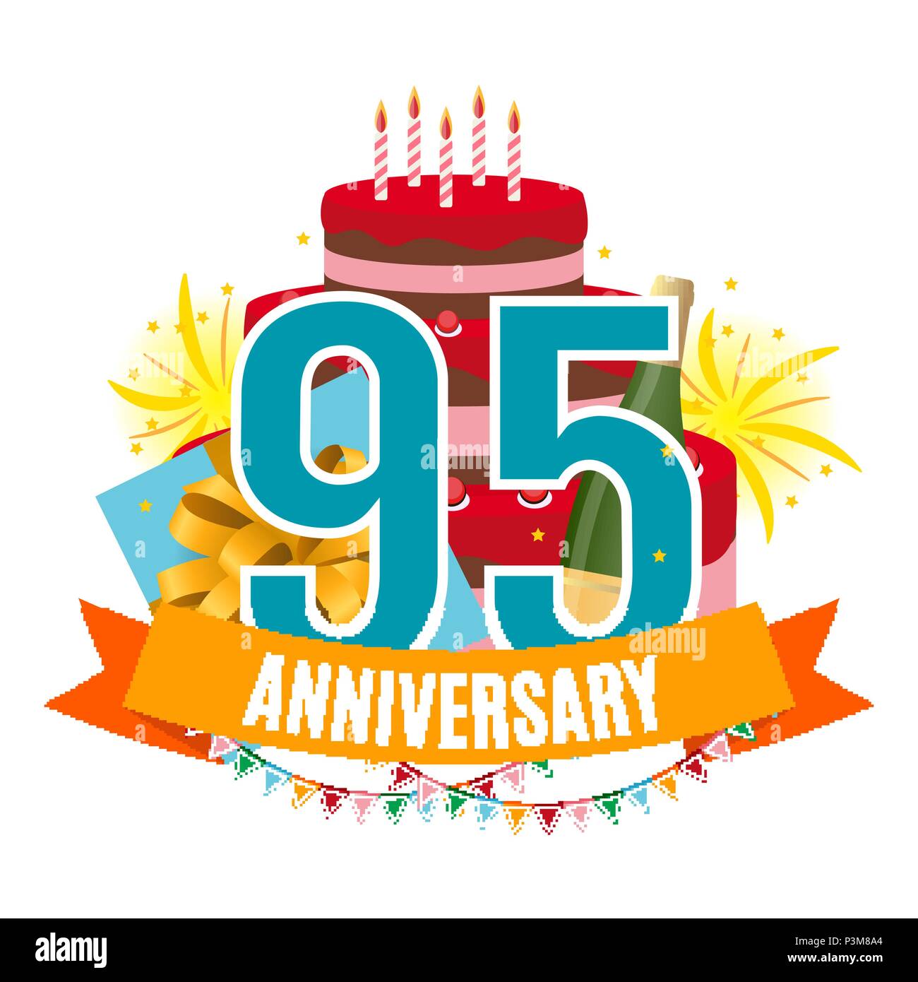 Template 95 Years Anniversary Congratulations, Greeting Card with Cake ...