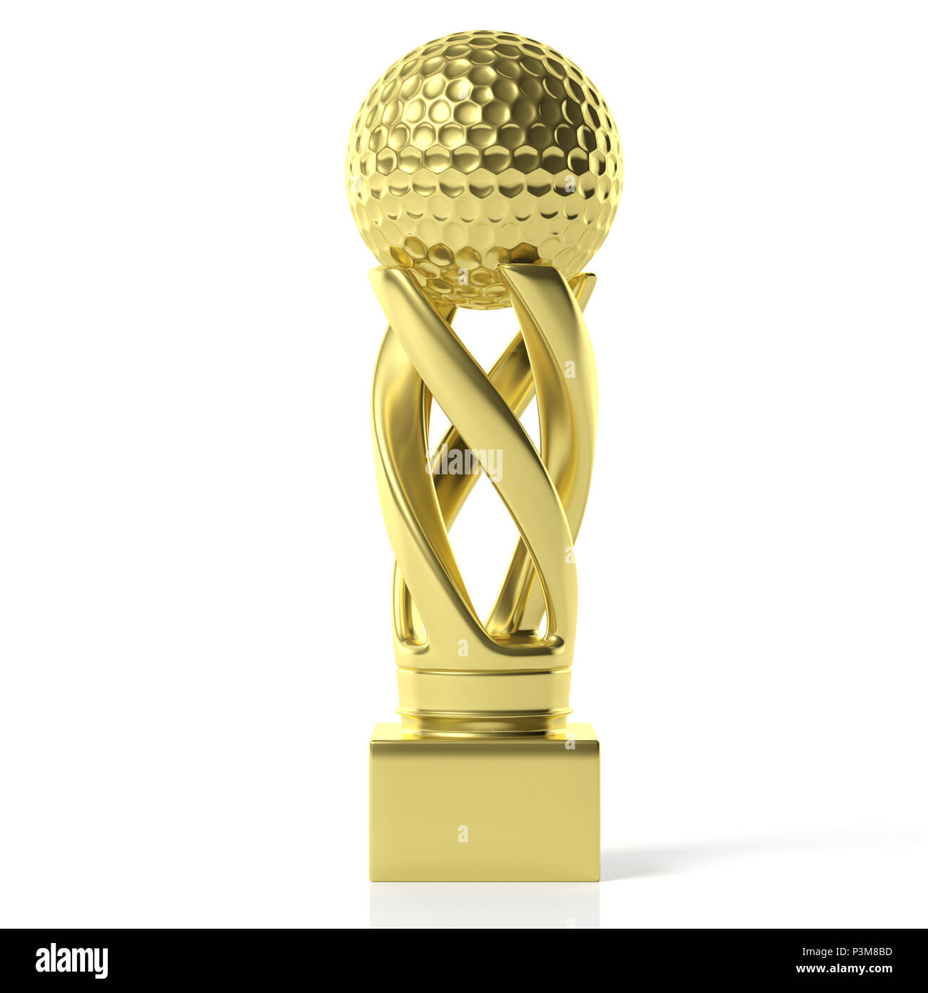 Golf cup. Golf golden trophy isolated on white background. 3d ...