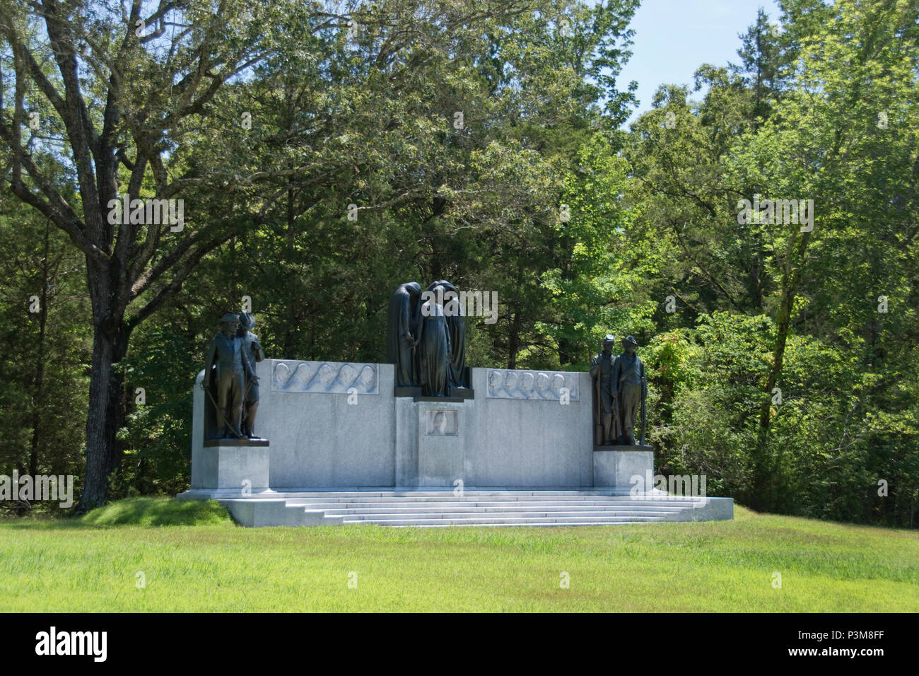 The Confederate Memorial “Defeated Victory” (erected 1917 / public domain) at Shiloh National Military Park, Shiloh, Tennessee. Stock Photo