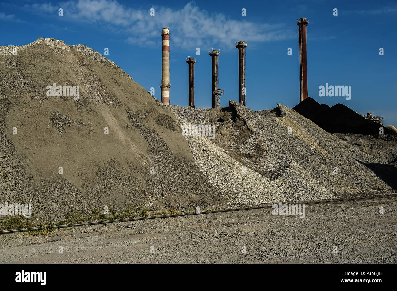 Industrial warehouse of raw materials for cement production and gas