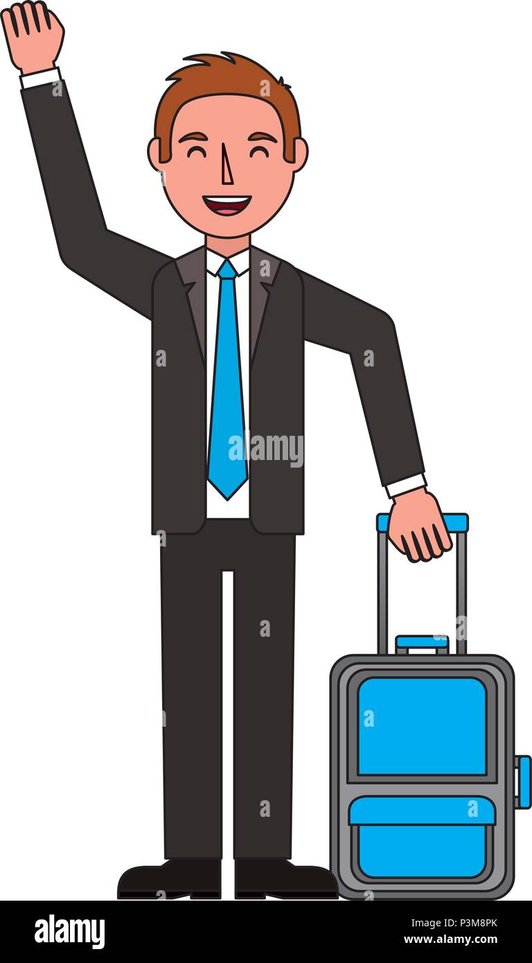 elegant man with travel suitcase tourist Stock Vector Image & Art - Alamy
