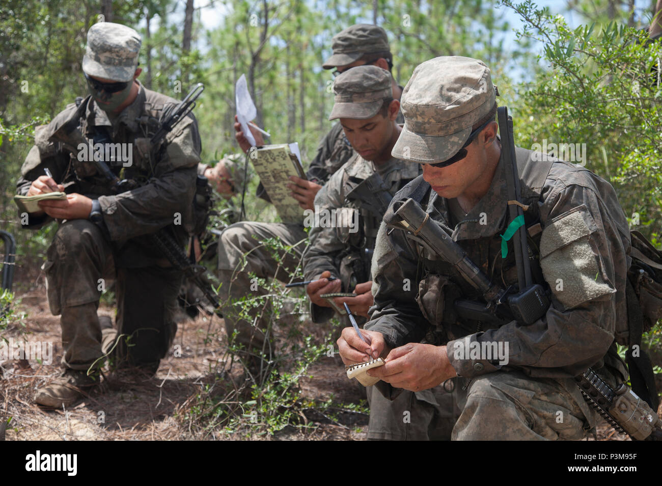 A group of U.S. Army Ranger student, assigned to the Airborne and Ranger Training Brigade