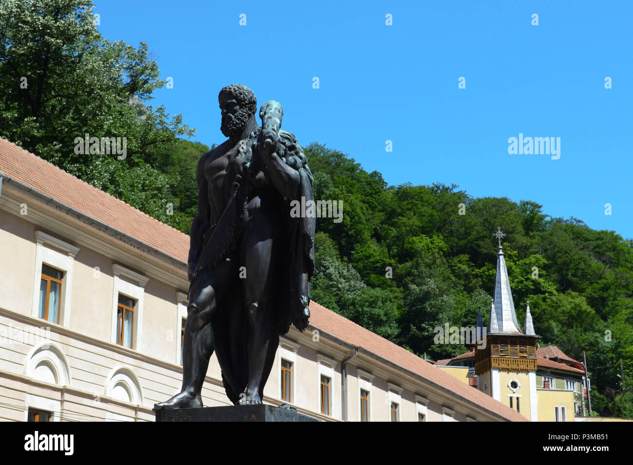 Close-up of the famous statue in the center of Băile Herculane resort in Caraș Severin county, Romania Stock Photo