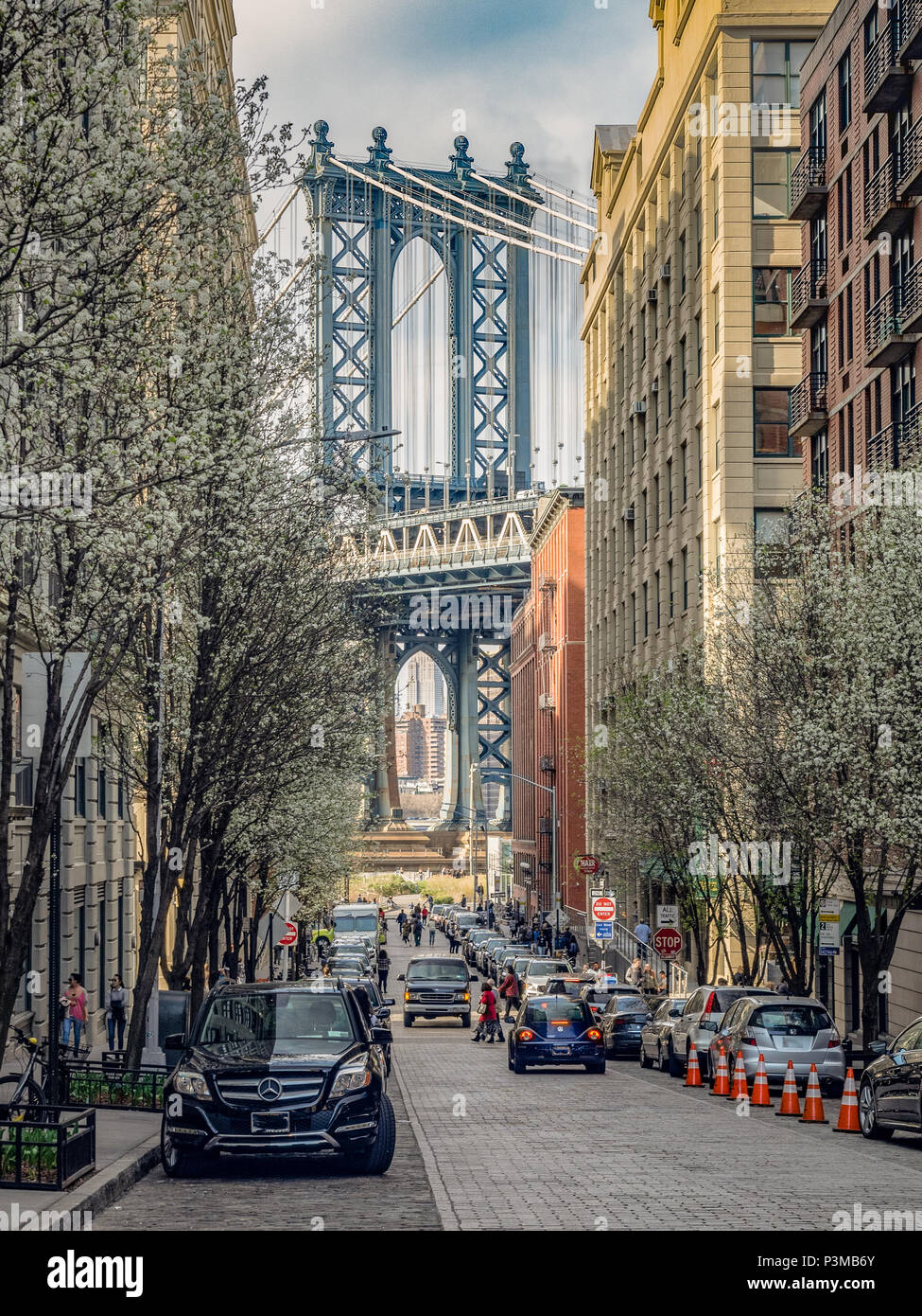 Manhattan Bridge Apartment Buildings New High Resolution Stock