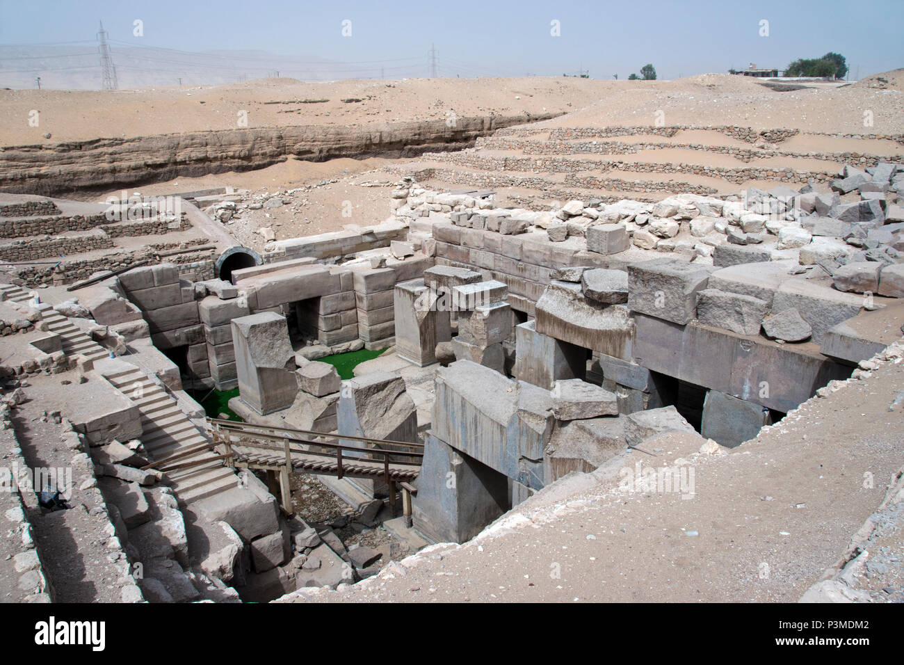 The Osirion is an ancient temple, part of Pharaoh Seti I's funeral complex, at Abydos, Egypt. Stock Photo