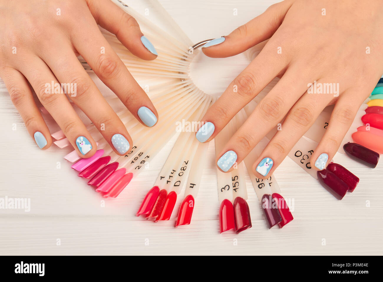 Manicured hands and nails color palette Stock Photo - Alamy