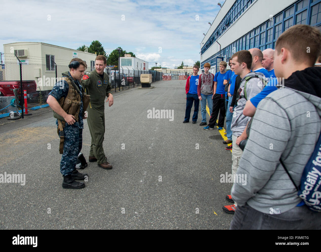 A Naval Aircrewman from Patrol Squadron VP-46 demonstrates safety ...
