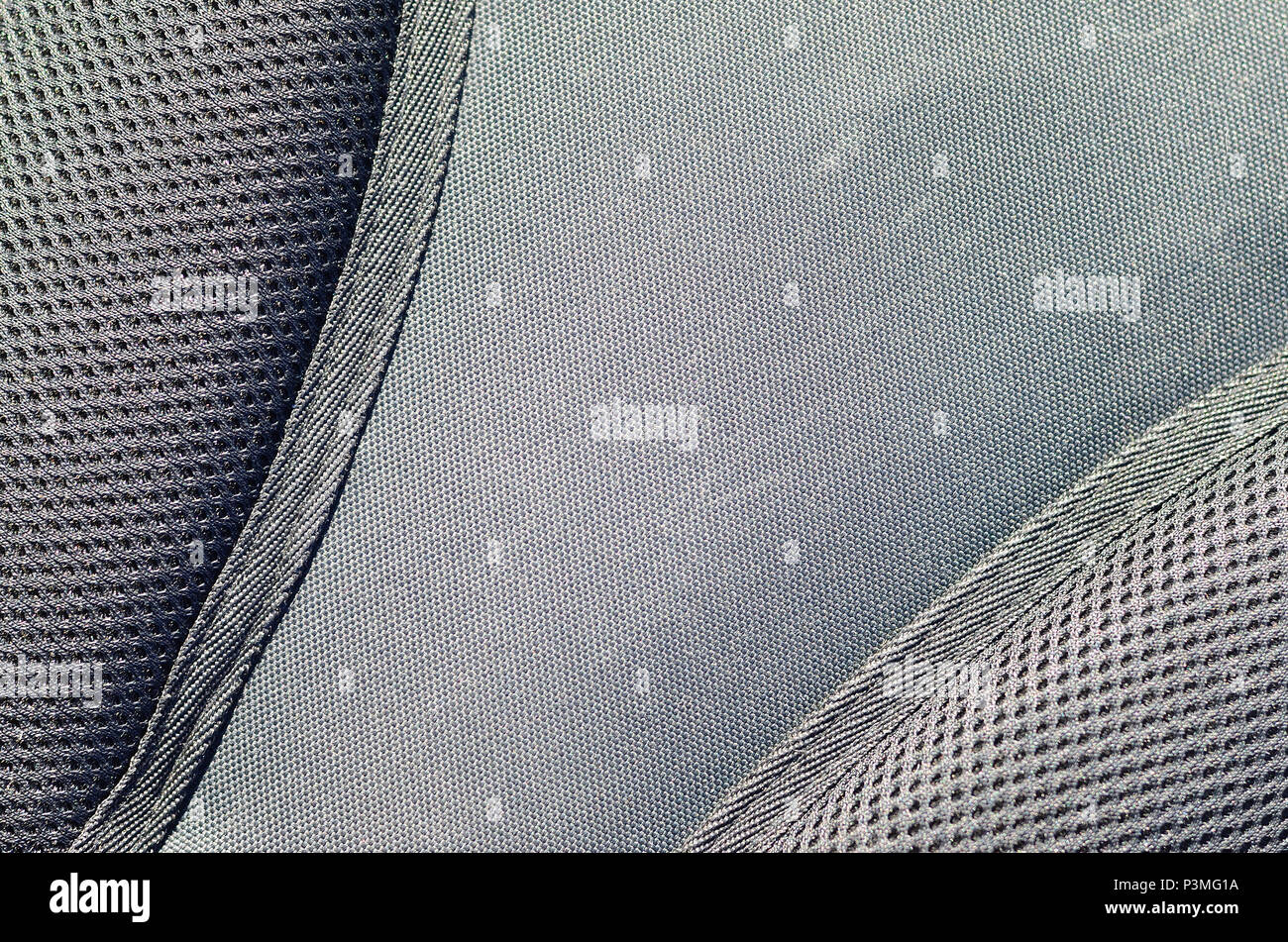 closeup of texture breathable mesh fabric in the black photo backpack