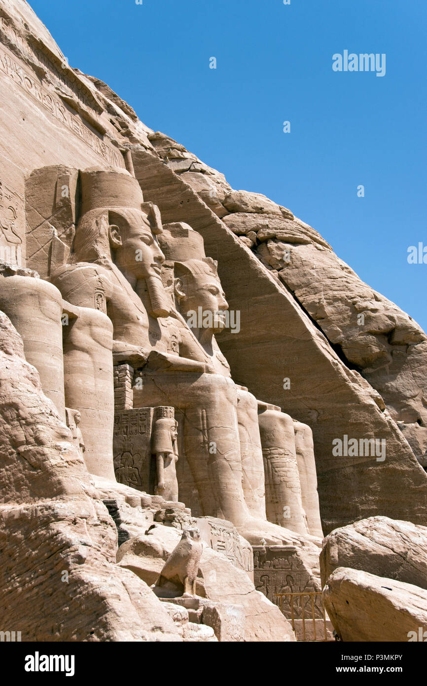 Colossal Statues Of Pharaoh Rameses Ii Decorate The Facade Of The Great Temple At Abu Simbel