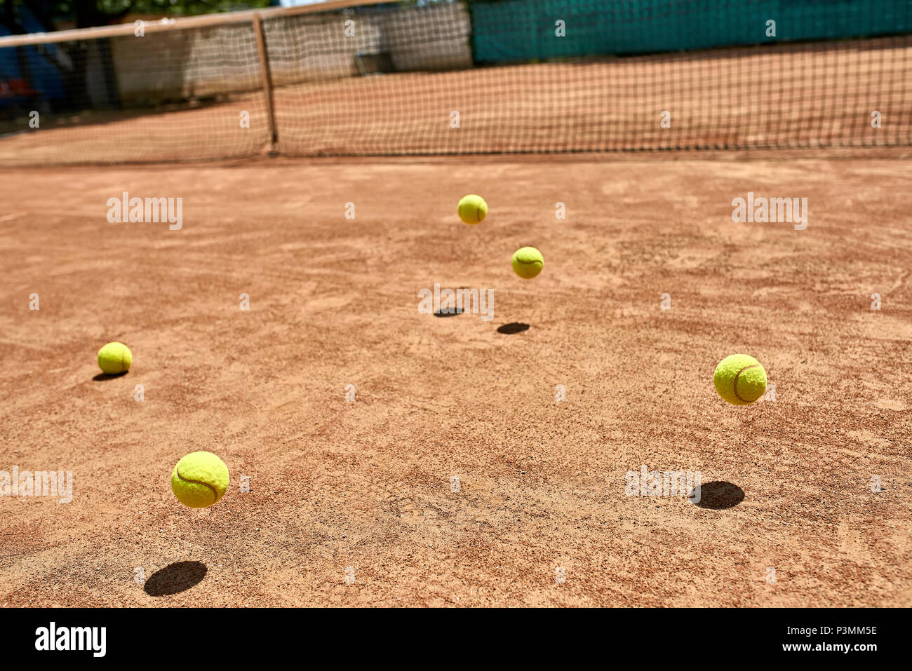 Jumping tennis balls Stock Photo