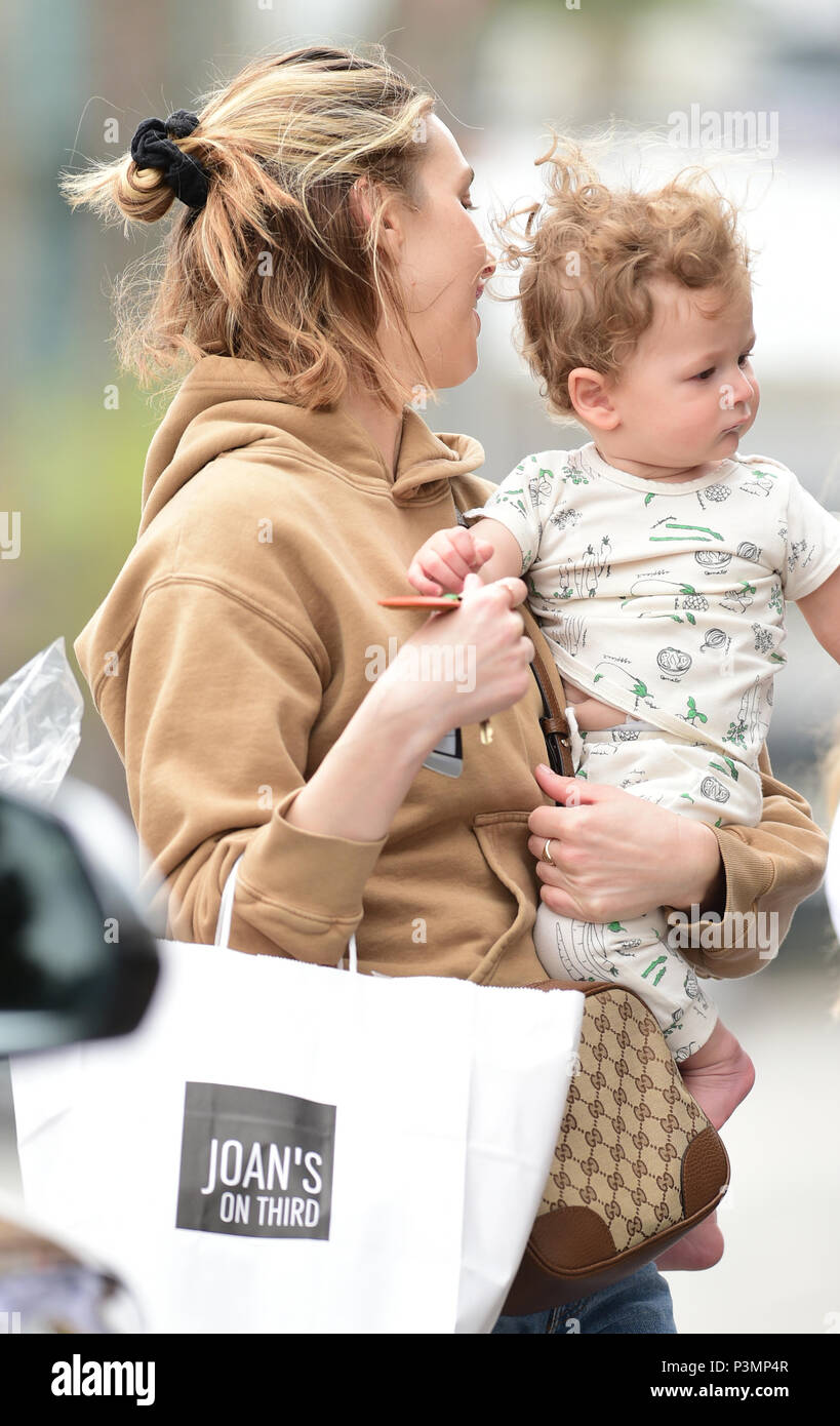 Whitney Port greets her son Sonny after picking up lunch at Joan's on