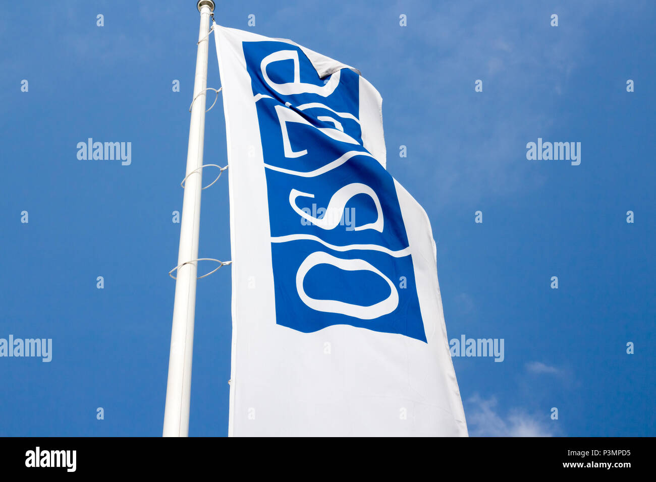 Vienna Austria June.15 2018, Organization for Security and Co-operation in Europe, OSCE Flags against sky Stock Photo