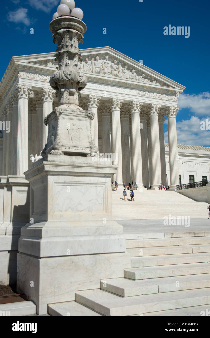 The Supreme Court Building is the seat of the Supreme Court of the Judicial Branch of United States of America. Completed in 1935, it is located in th Stock Photo
