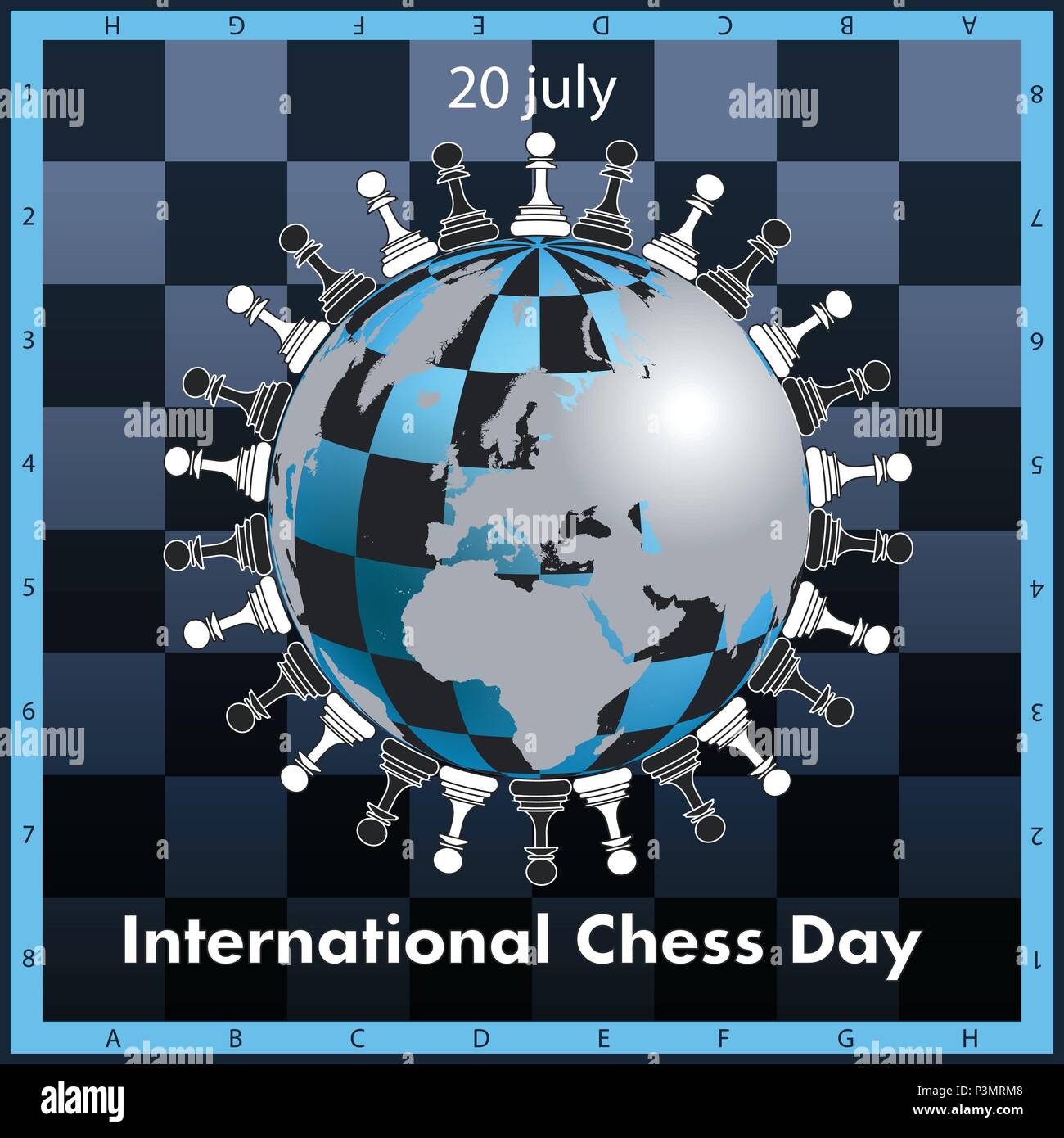 The International chess day is celebrated annually on July 20, Stock Vector
