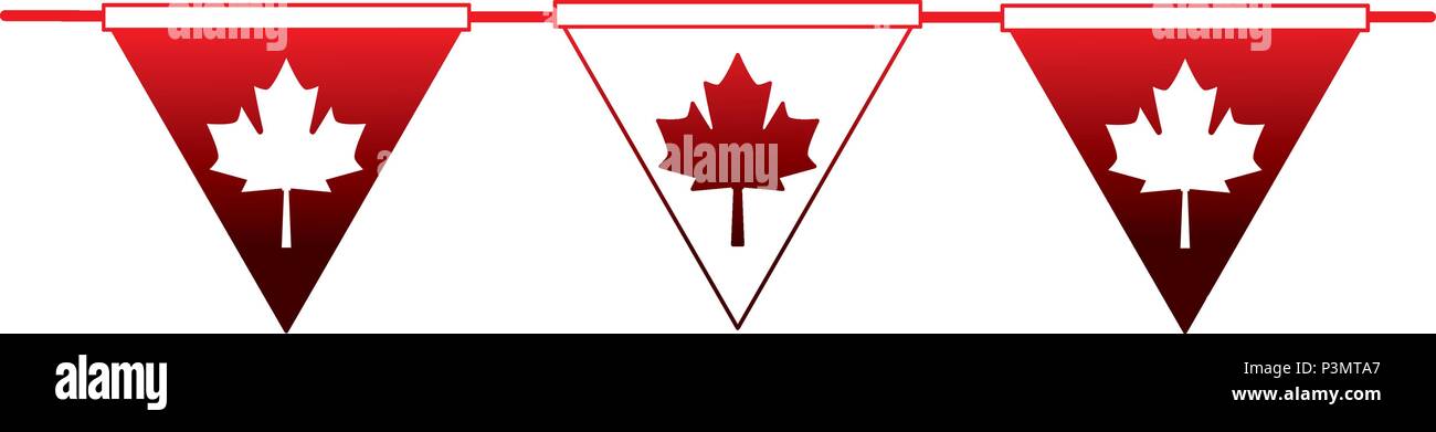 Pennant Decoration Canada Day Flag Vector Illustration Neon Stock