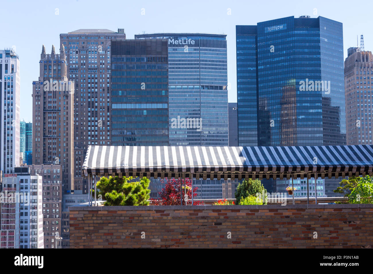 Rooftop Garden in Midtown Manhattan, NYC, USA Stock Photo