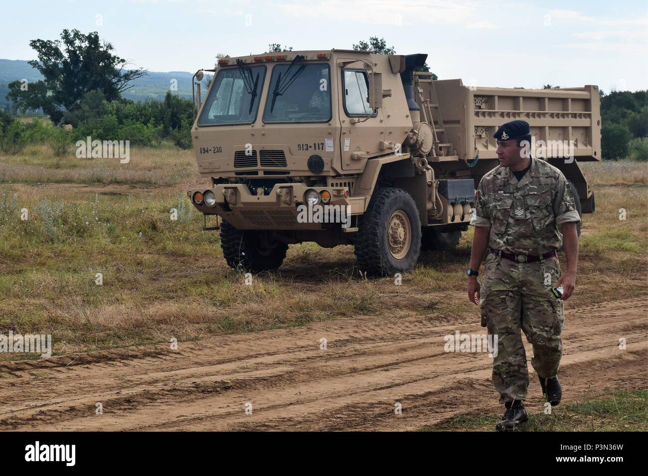 Staff Sgt. Ben Bentley, military engineer, British Army, tours construction sites at Novo Selo