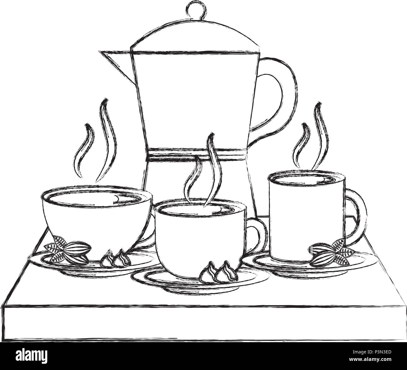 Hot drinks. Different coffee and tea accessories. Spices and flavoring  additives. Bean grinders. Teapots with cups. French press. Vector  traditional Stock Vector Image & Art - Alamy