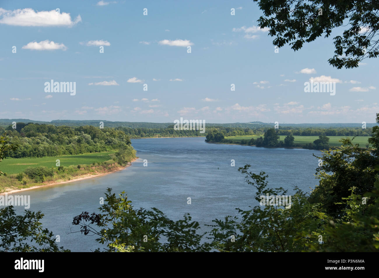 View of Tennessee River from Shiloh Nat. Military Park, Tennessee. Stock Photo