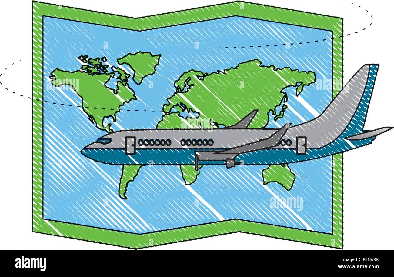airplane flying with world paper map Stock Vector Image & Art - Alamy