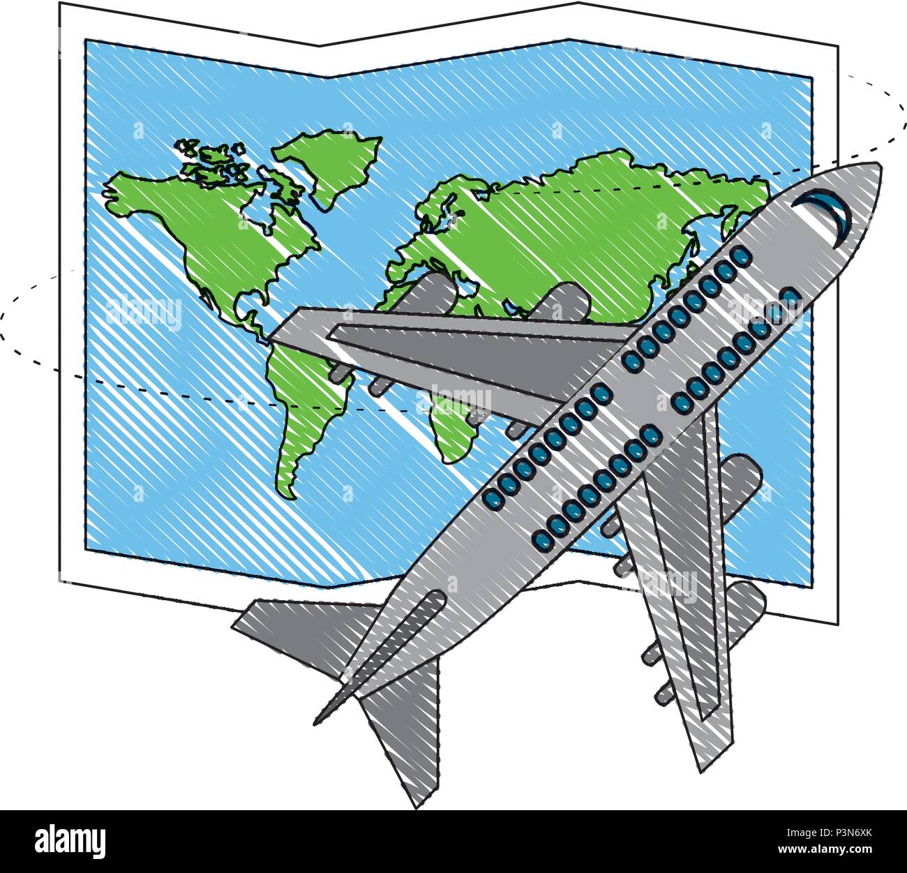 airplane flying with world paper map Stock Vector Image & Art - Alamy