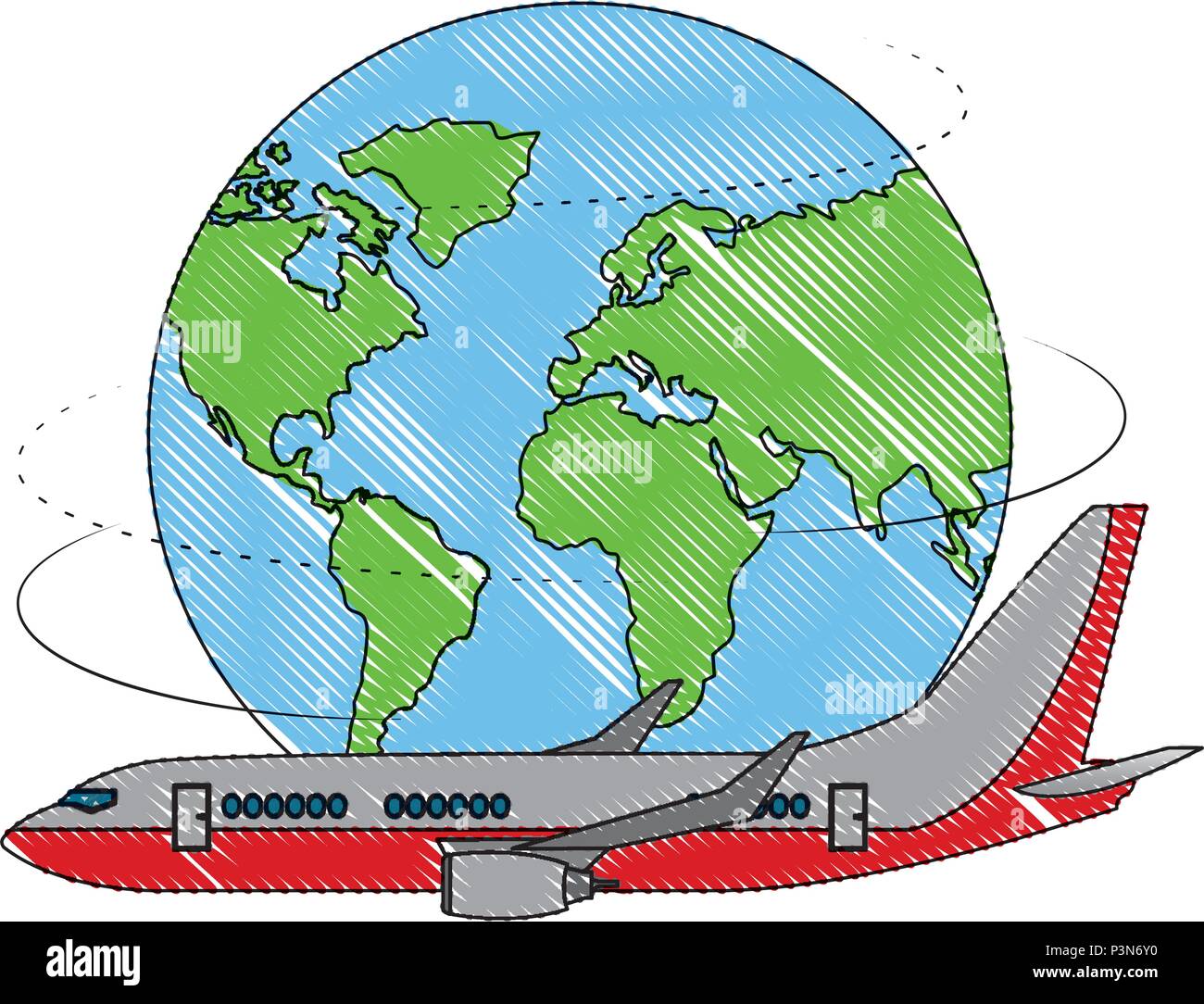 airplane flying with world planet earth Stock Vector Image & Art - Alamy
