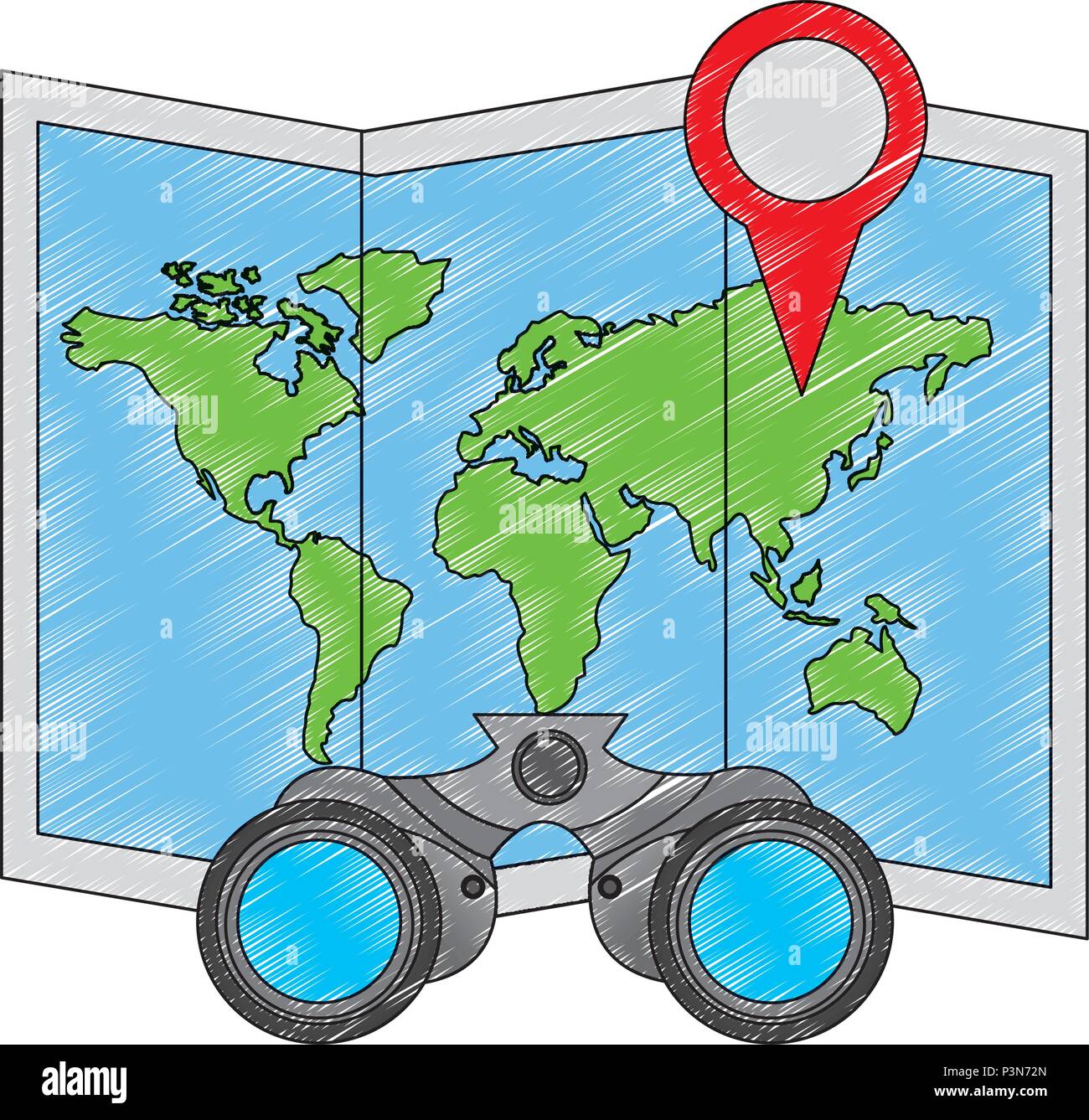 world paper map with binoculars Stock Vector Image & Art Alamy