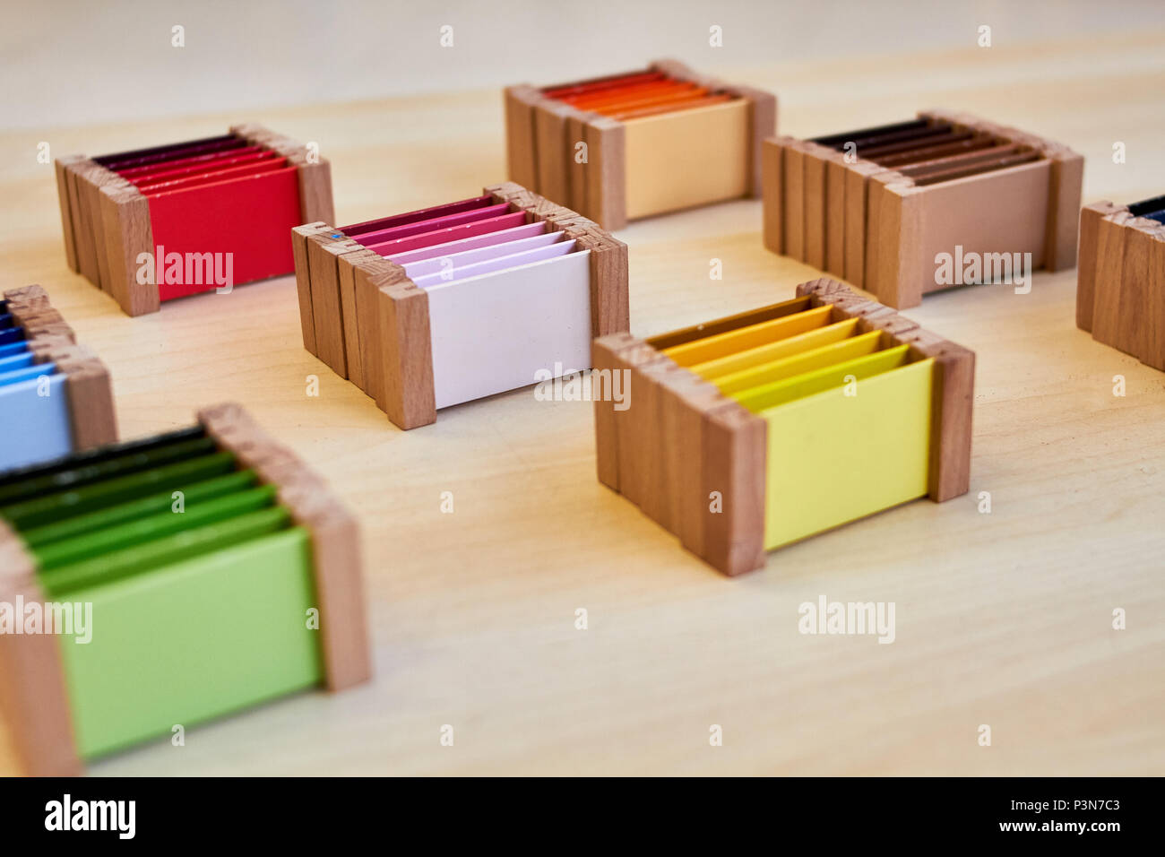 Montessori color wood color gamut box for school Stock Photo