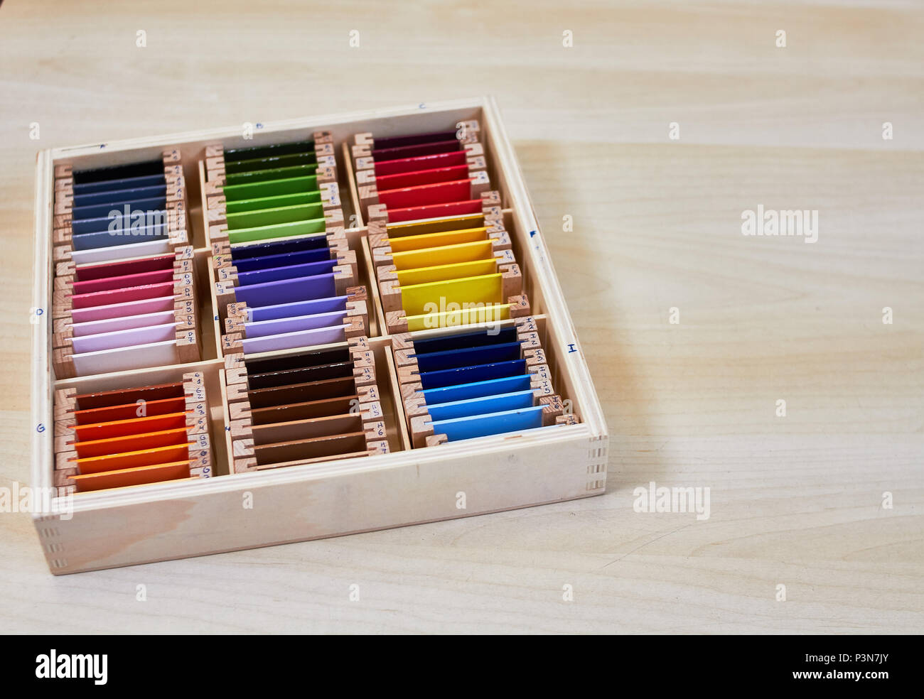 Montessori color wood color gamut box for school Stock Photo