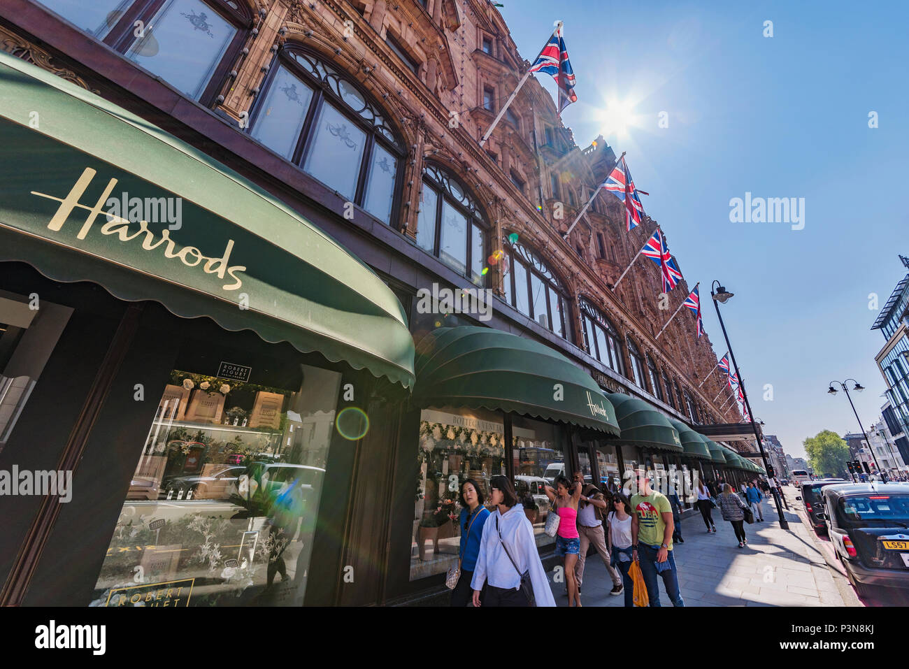 LONDON, UNITED KINGDOM - MAY 06: This is Harrods department store, a famous luxury store on South Kensington high street on May 06, 2018 in London Stock Photo