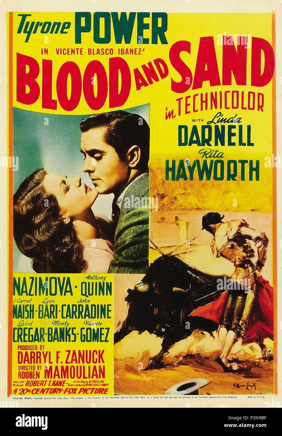 Original Film Title: BLOOD AND SAND. English Title: BLOOD AND SAND. Film  Director: ROUBEN MAMOULIAN. Year: 1941. Credit: 20TH CENTURY FOX / Album  Stock Photo - Alamy