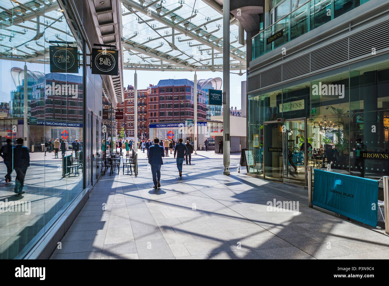 LONDON, UNITED KINGDOM - MAY 17: This is Cardinal Place, a retail and office development located in the downtown area of Wesminster near Victoria stat Stock Photo