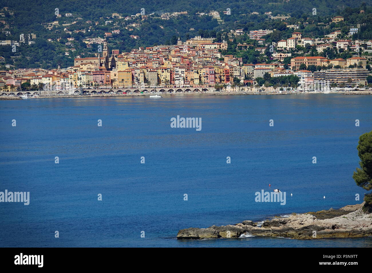 Cityscape of Menton, Provence-Alpes-Cote d'Azur, France. Stock Photo