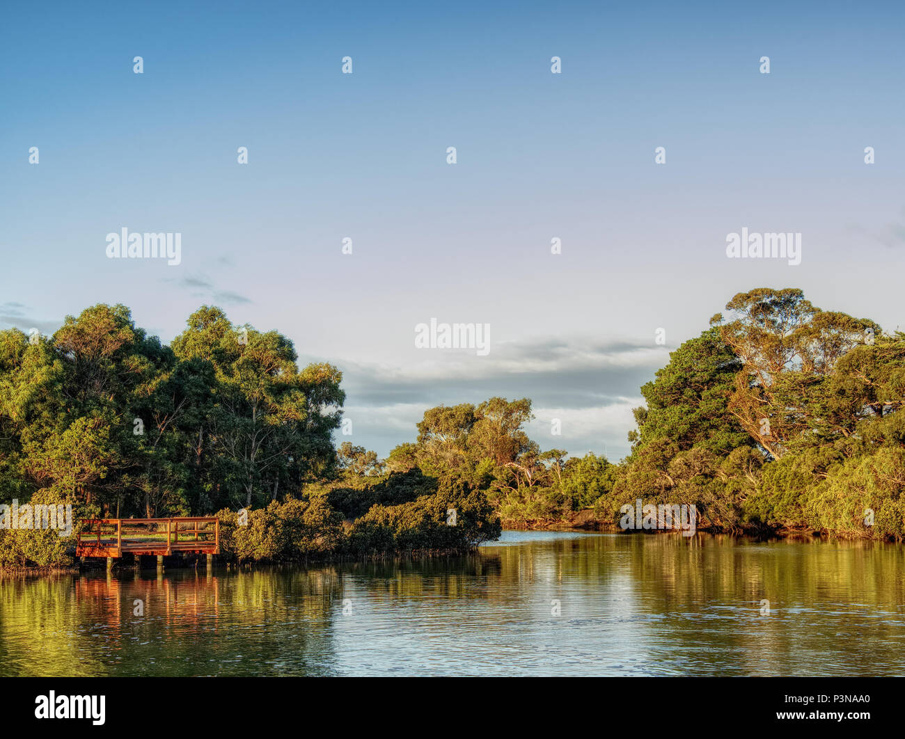 Water scene at Tooradin Australia in late afternoon Stock Photo