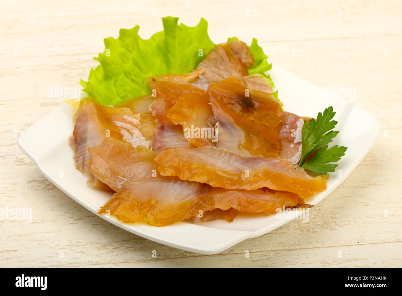 Smoked catfish fillet carpaccio Stock Photo Alamy