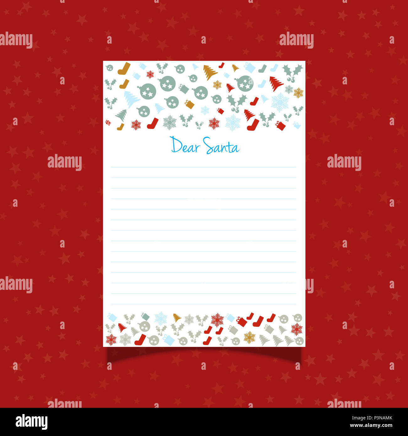 Decorative Christmas letter to Santa with icons Stock Photo